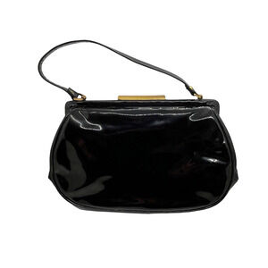 Black Patent Leather Purse MCM Bag 1950s Purse Handbag Vintage Mid Century Retro
